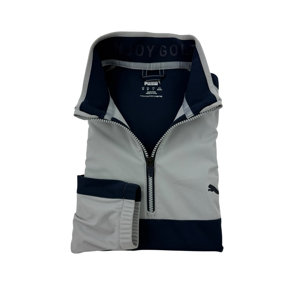 Puma CCell Golf Blue Gray Colorblock 1/2 Zip Pullover‎ Sweater Men's Medium